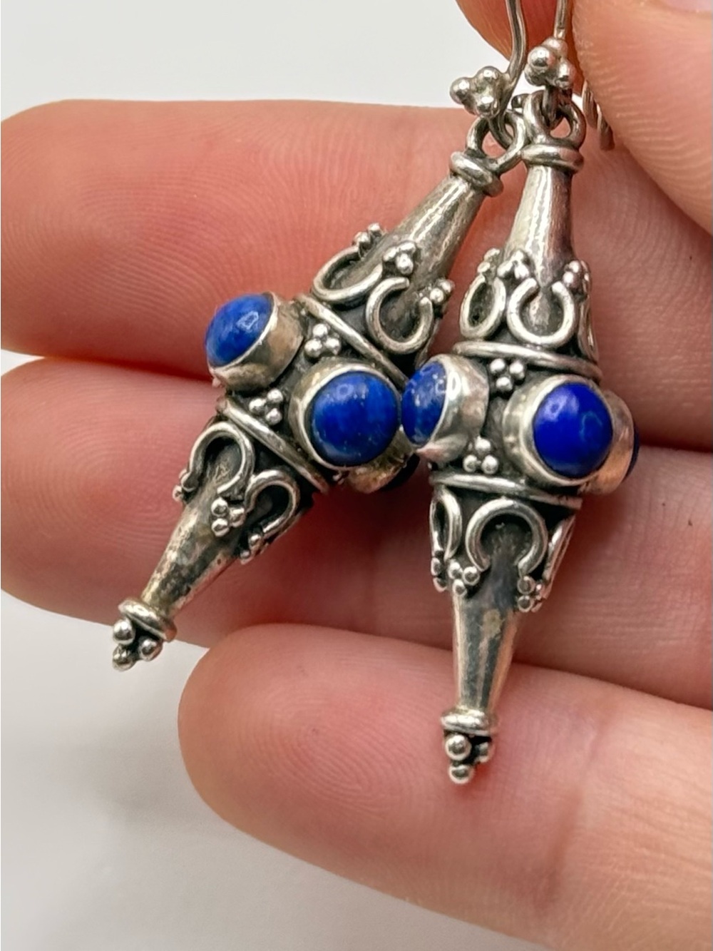 Vintage Lapis Lazuli sterling silver earrings